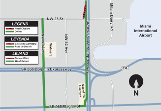 Southbound Palmetto Expressway to NW 25 St Detour