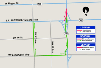 Southbound S.R. 826/Palmetto Expressway to S.R. 90/SW 8 Street Detour
