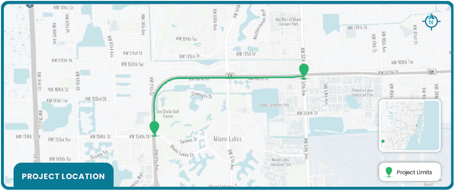 Protected Shared-Use Path on SR 826 Frontage Road/Palmetto Expressway map