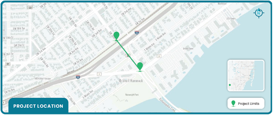 Protected Bicycle/Pedestrian Facilities along SR 913/SW 26th Road map